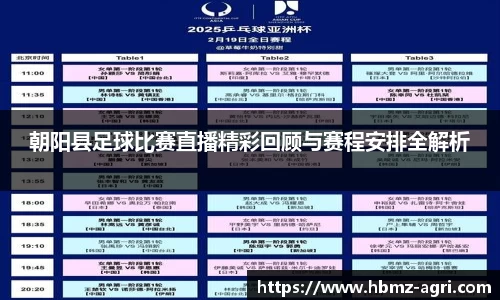朝阳县足球比赛直播精彩回顾与赛程安排全解析